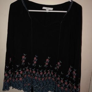 Black with blue and pink flowers